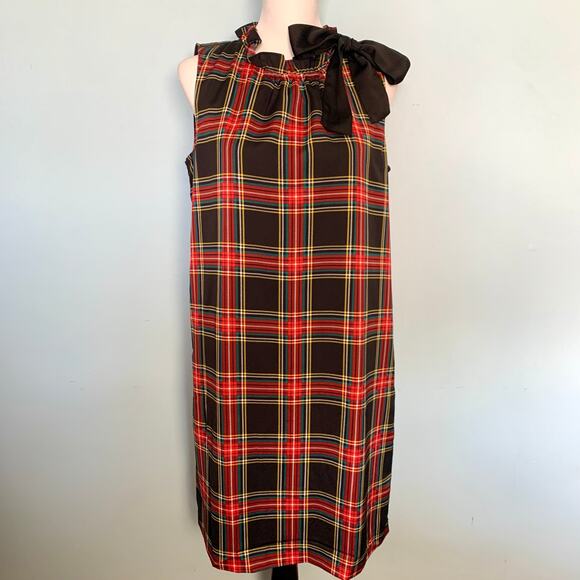 J. Crew Factory Stewart Tartan Plaid Sleeveless Dress with Bow Size 6 - Picture 9 of 10